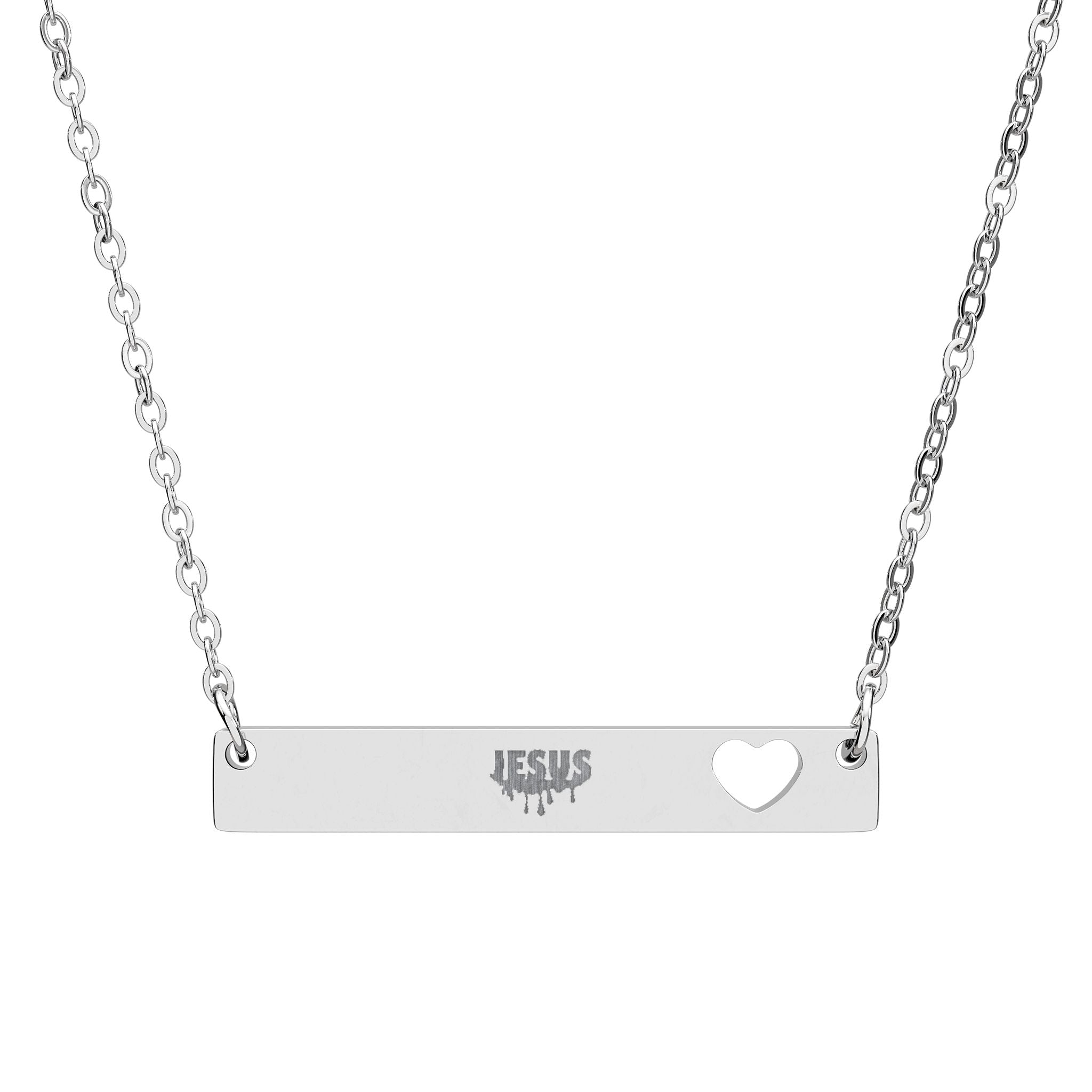 Jesus - Heart Bar Necklace
