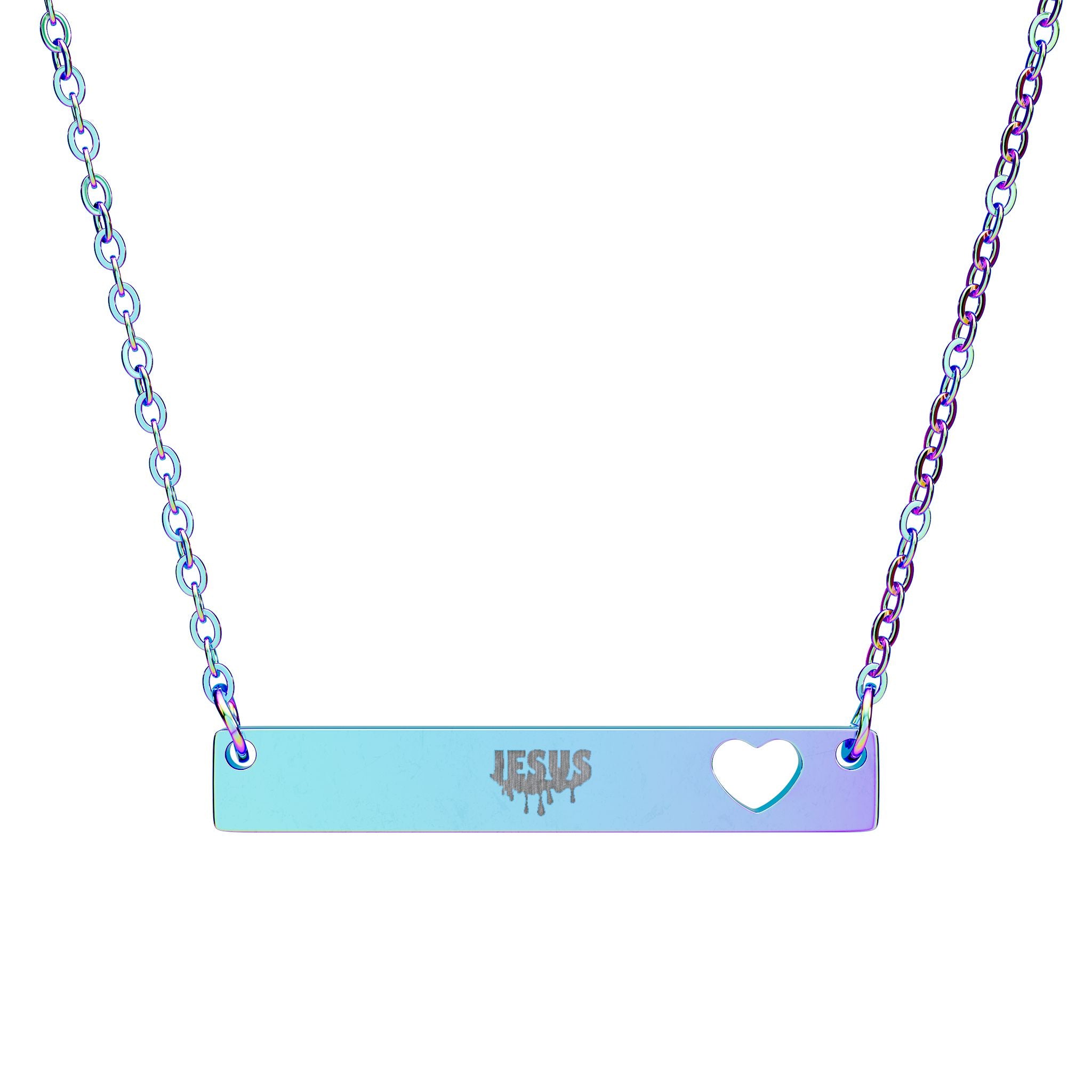 Jesus - Heart Bar Necklace