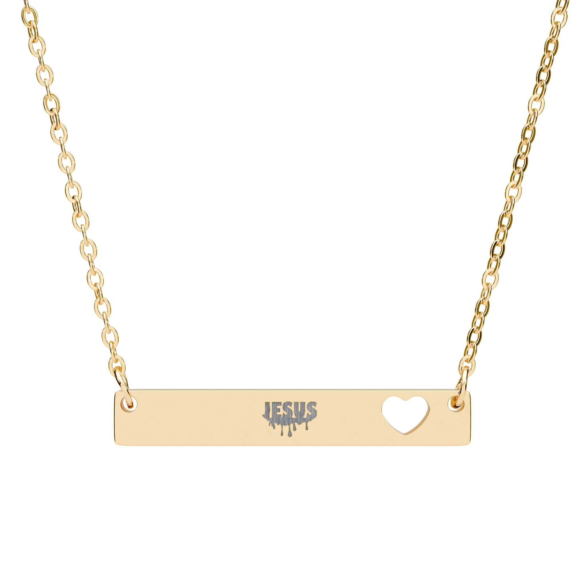 Jesus - Heart Bar Necklace
