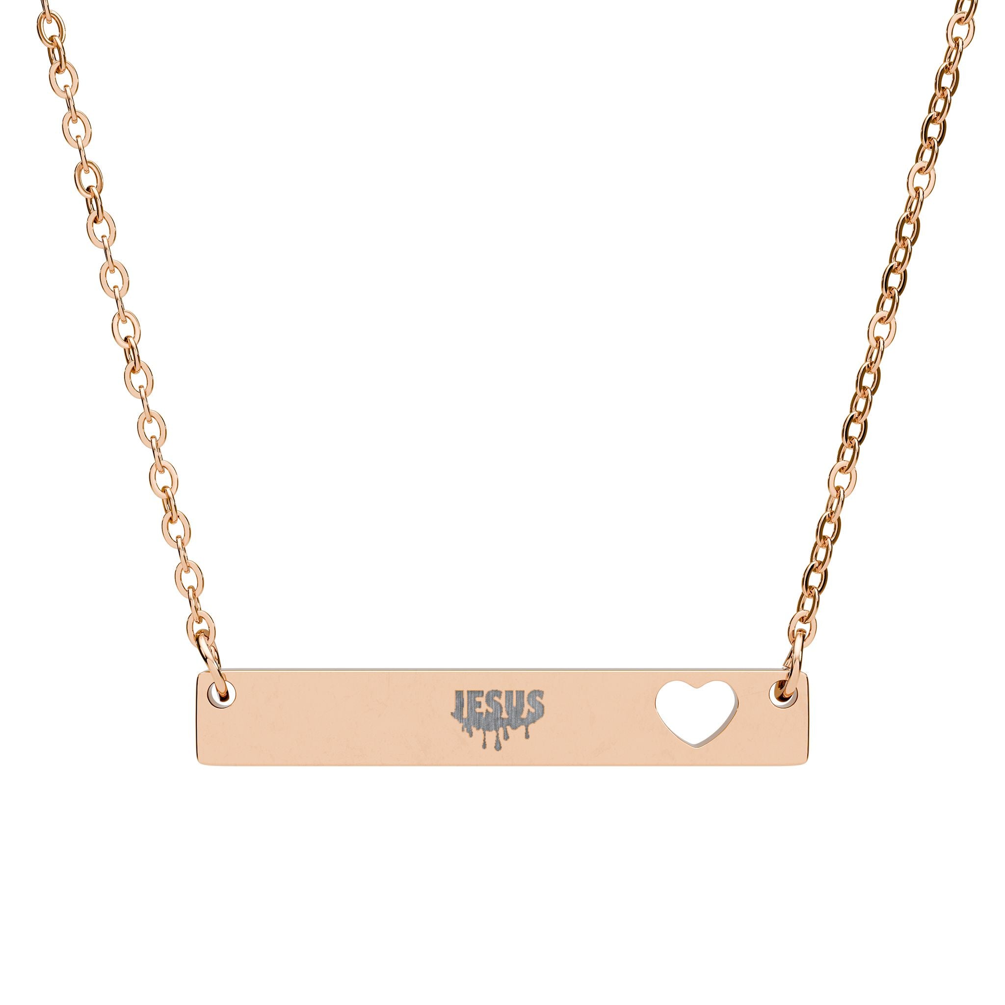 Jesus - Heart Bar Necklace