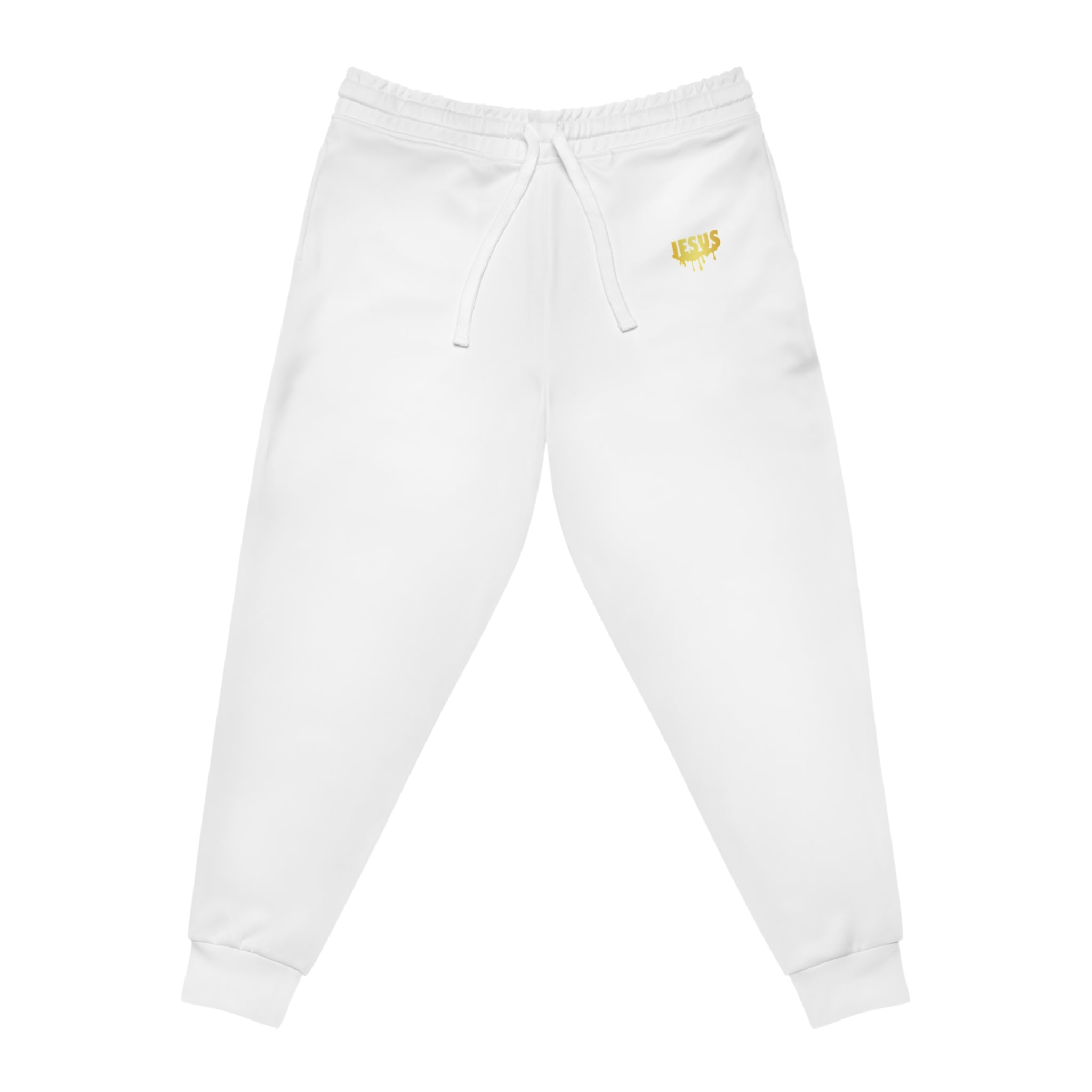 White and Gold Athletic Jesus Sweatpants