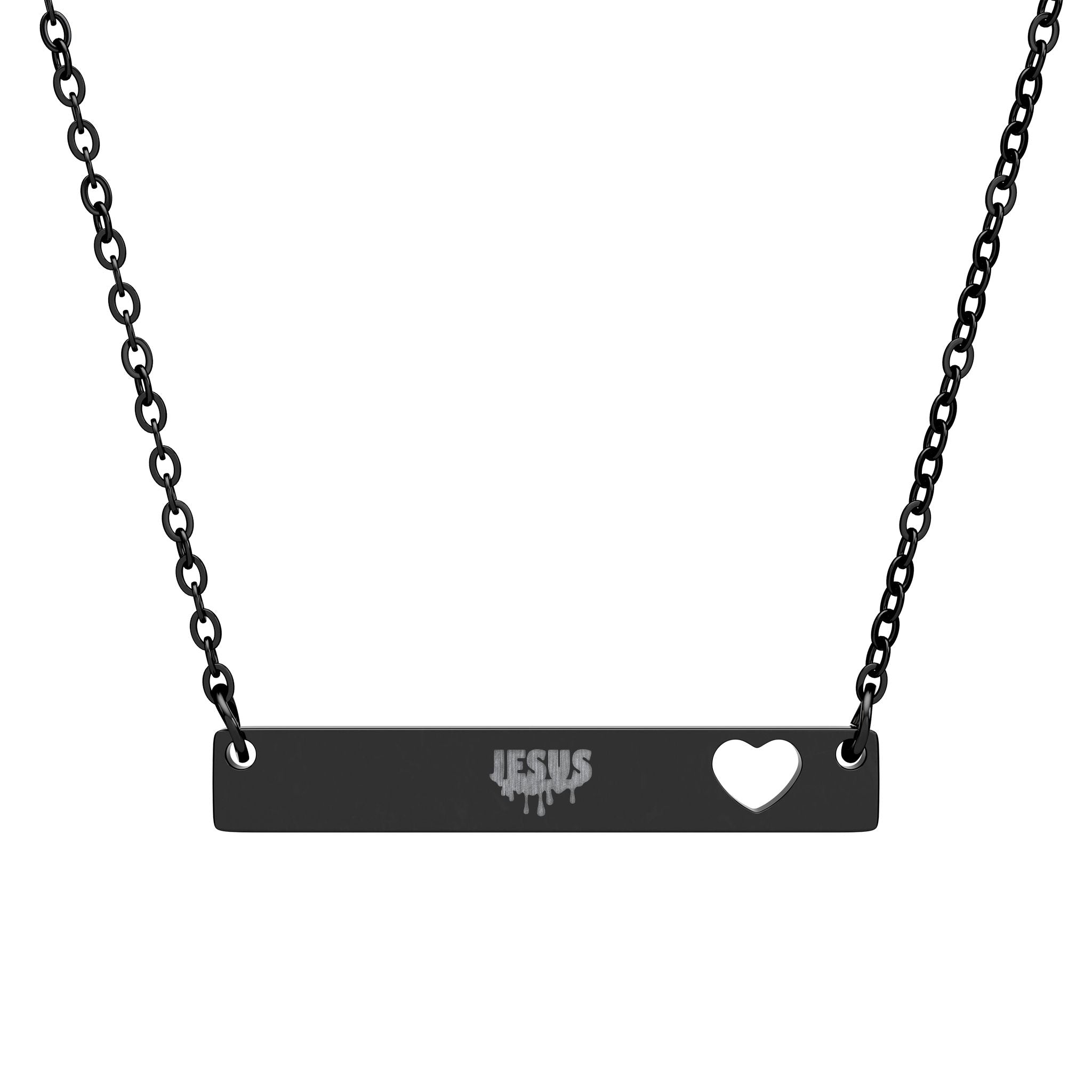Jesus - Heart Bar Necklace